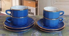 Tasses à Café service Bistrot Apilco Deshoulières bleu électrique et dorure