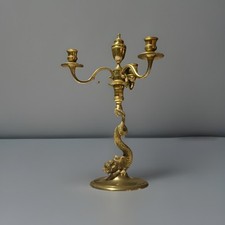 ancien Bougeoir en bronze au dauphin