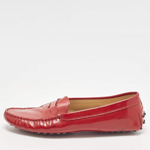 Mocassins cuir verni - mocassins, rouge