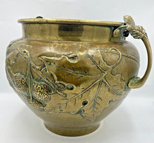 Large antique french Art Nouveau planter jardiniere 19th century brass