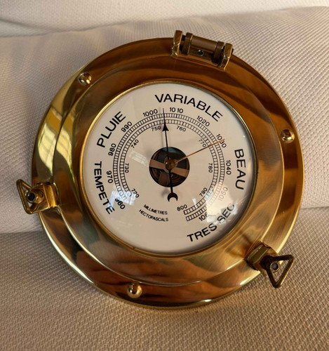 Grand baromètre hublot laiton - grand,