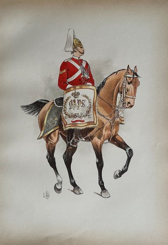 Gravure croquis cavalerie - de,