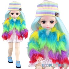 30cm BJD Poupée 1/6 Articulation Mobile SD Poupée Coloré Vêtements Bleu Perruque