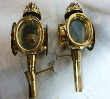 2 Anciennes Lanternes à Pétrol,Lampe de Calèche Fiacre,Triples Hublots,en Cuivre