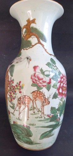 Ancien vase grue daims chinois - daims,