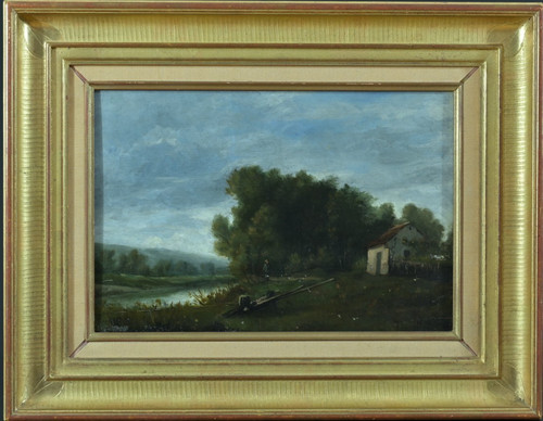 Beau tableau ancien promeneur