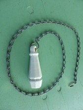 Poignée porcelaine blanche Chasse-d'eau WC chaîne chaînette Lg 100 cm ancienne