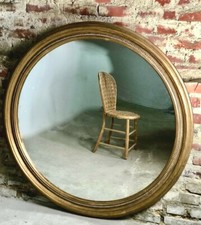 Miroir en bois doré patiné "oeil de sorcière" Diamètre 124 cm