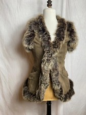 [BAISSE] Veste sans manche Fourrure et peau marron K-YEN taille S