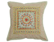 16 " Traditionnel Patchwork Avec Miroir Broderie Pierre Laver Coton Vert Olive