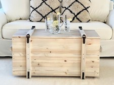 Coffre Table Basse Bois Massif de Salon Truhentisch Caisse Vintage Shabby / M