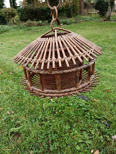 Suspension vintage rotin et - suspension, en