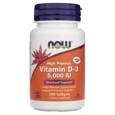 Now Foods Vitamine D3 5000 IU, 240 capsules