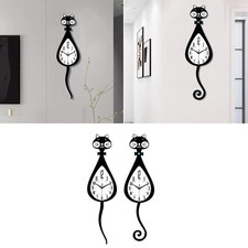 Horloge murale en forme de chat avec pendule pour salon, bar, cuisine