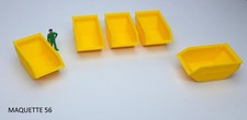 ho lot 5 bennes à encombrants & ordures jaunes 1/87 décor train diorama maquette