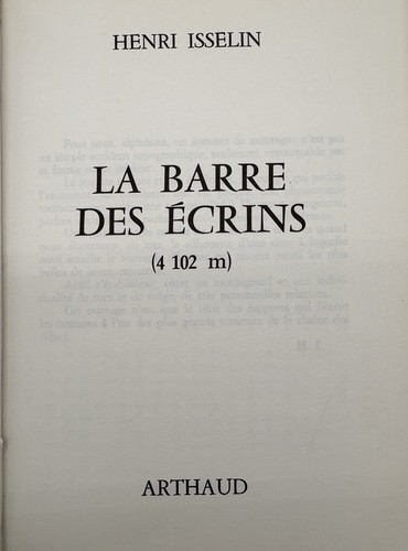 Barre des écrins - des, henri