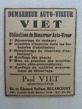 7/1932 PUB P VIET DEMARREUR AUTO-VIREUR MOTEUR AVION AIRCRAFT ORIGINAL FRENCH AD