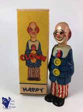 JOUET ANCIEN DISTLER C.1950 HAPPY CLOWN MECANIQUE AVEC BOITE H 15CM