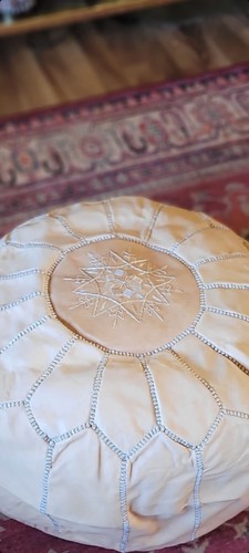 Moroccan natural leather - , pouf