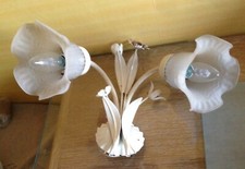 APPLIQUE  FLORALE 2 FEUX EN TOLE PEINTE