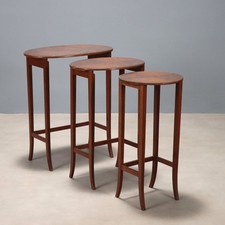 Tables Basses Anciennes Acajou Cadre Gravé du XIXe Siècle Originales