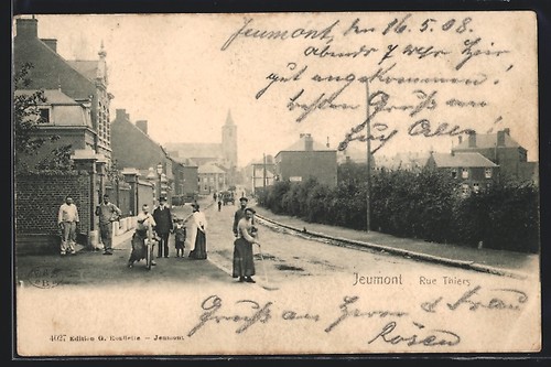 Cpa jeumont rue thiers 1908 - cpa,