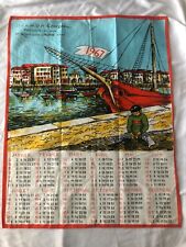 Vintage French 1967 Promotional Cotton Calendar Tea Towel Fishing Boat