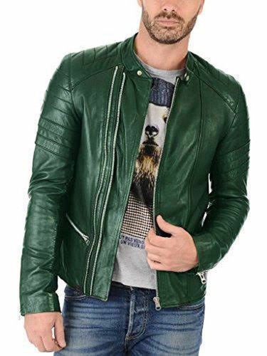Veste cuir agneau vert - en, d'agneau