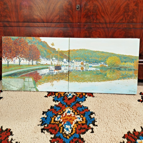 Tableau huile sur toile double - tableau,