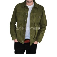 Manteau de sport veste camionneur homme en peau de chèvre souple 100 % cuir...