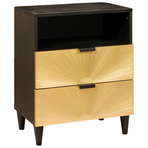 Table chevet noir or 50 - chevet, et