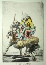 UNOS A OTROS PICADOR Francisco de Goya eau forte gravure aquarellé los caprichos