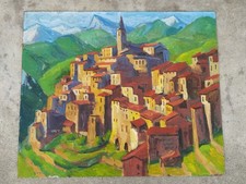 Grande peinture huile village