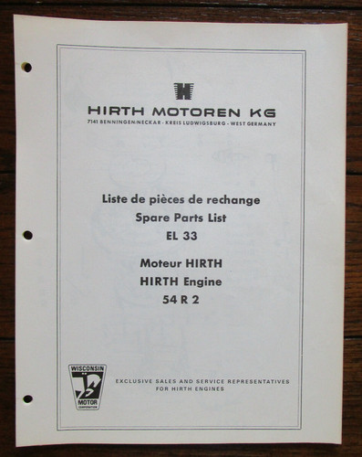 Hirth motoren spare parts - motoren, list