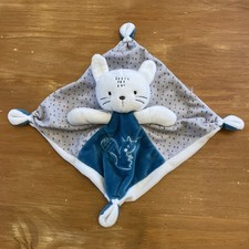 Doudou plat chat lapin blanc