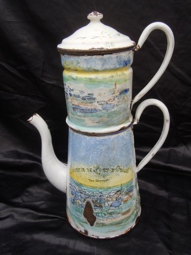 Cafetiere emaillee decor - , pont
