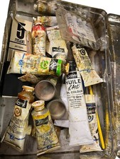 FOND DE BOÎTE DE PEINTRE TUBE DE GOUACHE PEINTURE A L HUILE D ART TOILE