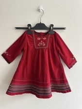 Robe Kenzo Kids Bébé Fille Rouge Curdoroy Velours Côtelé Brodée 12M 74cm