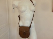 SAC POCHETTE " GROOM " CUIR EPAIS FOULONNE CHOCOLAT ETAT NEUF