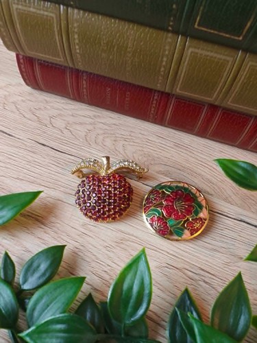 Lot broches vintage pomme - 2,