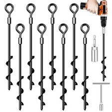 Ancrages de Sol à Visser pour Trampoline, 4 pièces de Sol Robustes, piquets d...