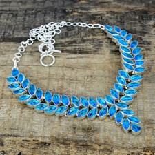 Bleu Gemme Topaze Collier 925