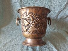 Rare Seau à Champagne Laiton Argenté martelé décor Floral HT 17 cm Ø Haut 18,5cm