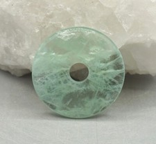 FLUORITE VERTE Donut 40 Mm Pi-Disque Avec Cordon En Cuir Pierre Précieuse D3