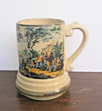 ANCIENNE CHOPE DE BIERE EN POT A VIN PORTUGAIS VINTAGE ARGILART  PEINT A LA MAIN