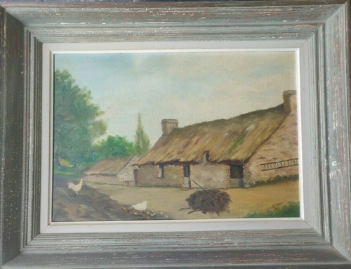 Grande huile sur toile ferme - huile,