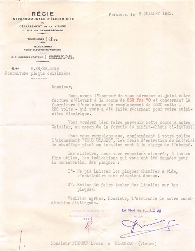 Facture 1942 regie - facture,