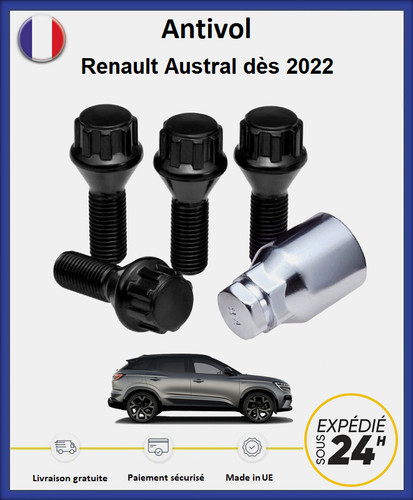 Ecrous antivol roues noir - antivol, de