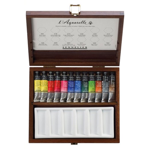 Coffret bois aquarelle - en,