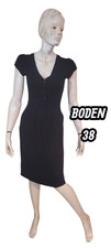 Boden Taille 38 Superbe robe noire manches courtes Viscose elastane